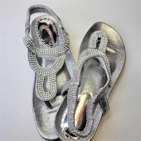 WOMENS Size 8 Silver Sandals L' Amour Cushioned Comfort Insole Toe Post NEW - Picture 2 of 12
